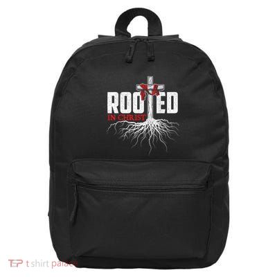 Rooted In Christ Christian Faith Religious Jesus Christ 16 in Basic Backpack