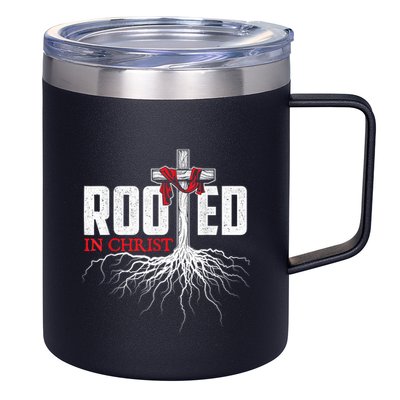 Rooted In Christ Christian Faith Religious Jesus Christ 12oz Stainless Steel Coffee Mug