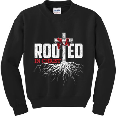 Rooted In Christ Christian Faith Religious Jesus Christ Kids Sweatshirt