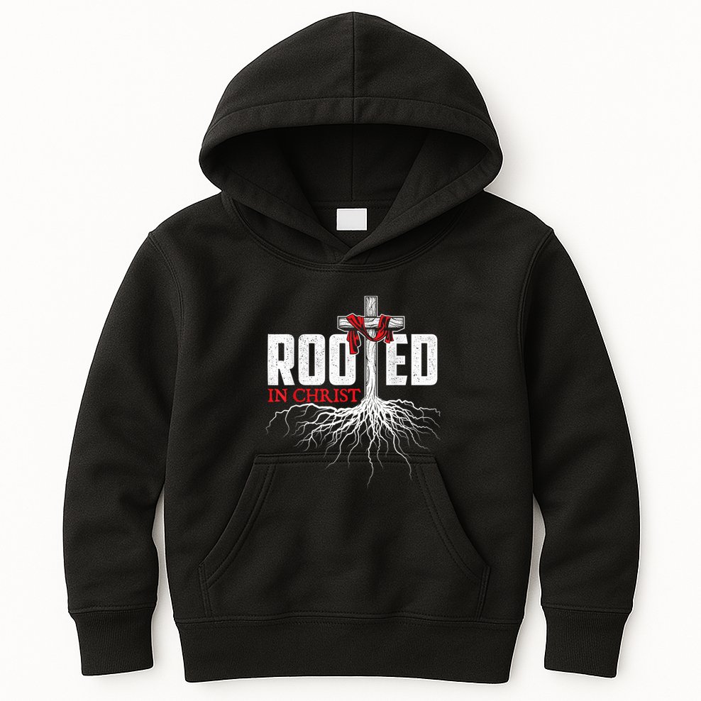 Rooted In Christ Christian Faith Religious Jesus Christ Kids Hoodie