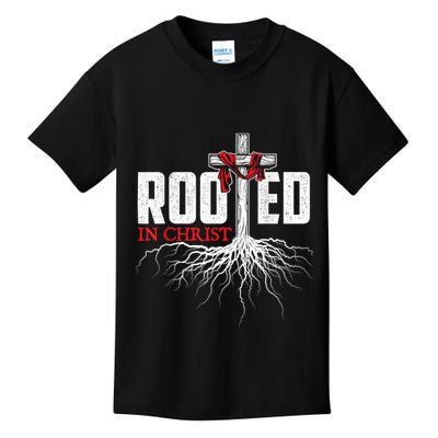 Rooted In Christ Christian Faith Religious Jesus Christ Kids T-Shirt