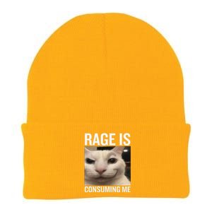 Rage Is Consuming Me Funny Cat Meme Knit Cap Winter Beanie