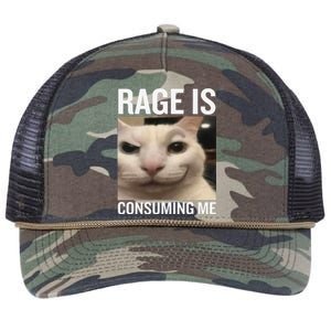 Rage Is Consuming Me Funny Cat Meme Retro Rope Trucker Hat Cap