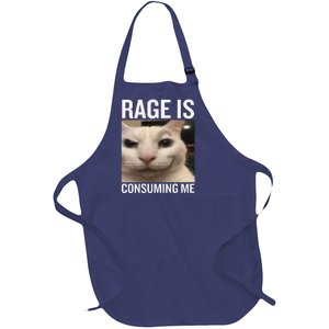 Rage Is Consuming Me Funny Cat Meme Full-Length Apron With Pockets