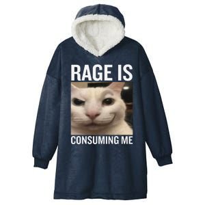 Rage Is Consuming Me Funny Cat Meme Hooded Wearable Blanket