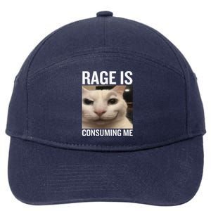 Rage Is Consuming Me Funny Cat Meme 7-Panel Snapback Hat