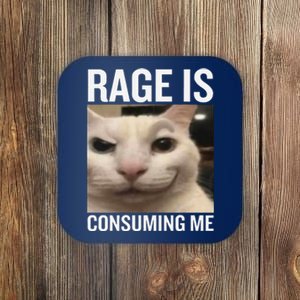 Rage Is Consuming Me Funny Cat Meme Coaster