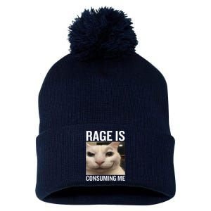 Rage Is Consuming Me Funny Cat Meme Pom Pom 12in Knit Beanie