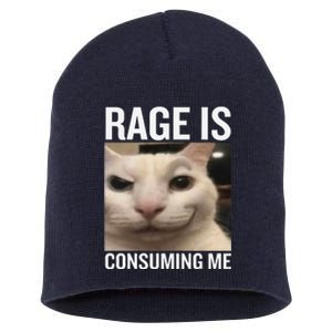 Rage Is Consuming Me Funny Cat Meme Short Acrylic Beanie