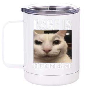 Rage Is Consuming Me Funny Cat Meme 12 oz Stainless Steel Tumbler Cup