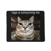 Rage Is Consuming Me Silly Staring Cat Meme Gift Mousepad