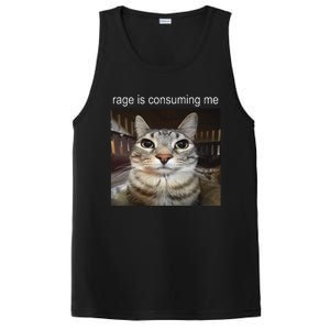 Rage Is Consuming Me Silly Staring Cat Meme Gift PosiCharge Competitor Tank