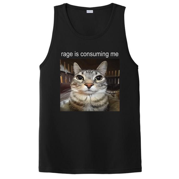 Rage Is Consuming Me Silly Staring Cat Meme Gift PosiCharge Competitor Tank