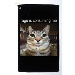 Rage Is Consuming Me Silly Staring Cat Meme Gift Platinum Collection Golf Towel