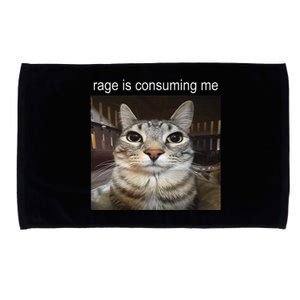 Rage Is Consuming Me Silly Staring Cat Meme Gift Microfiber Hand Towel