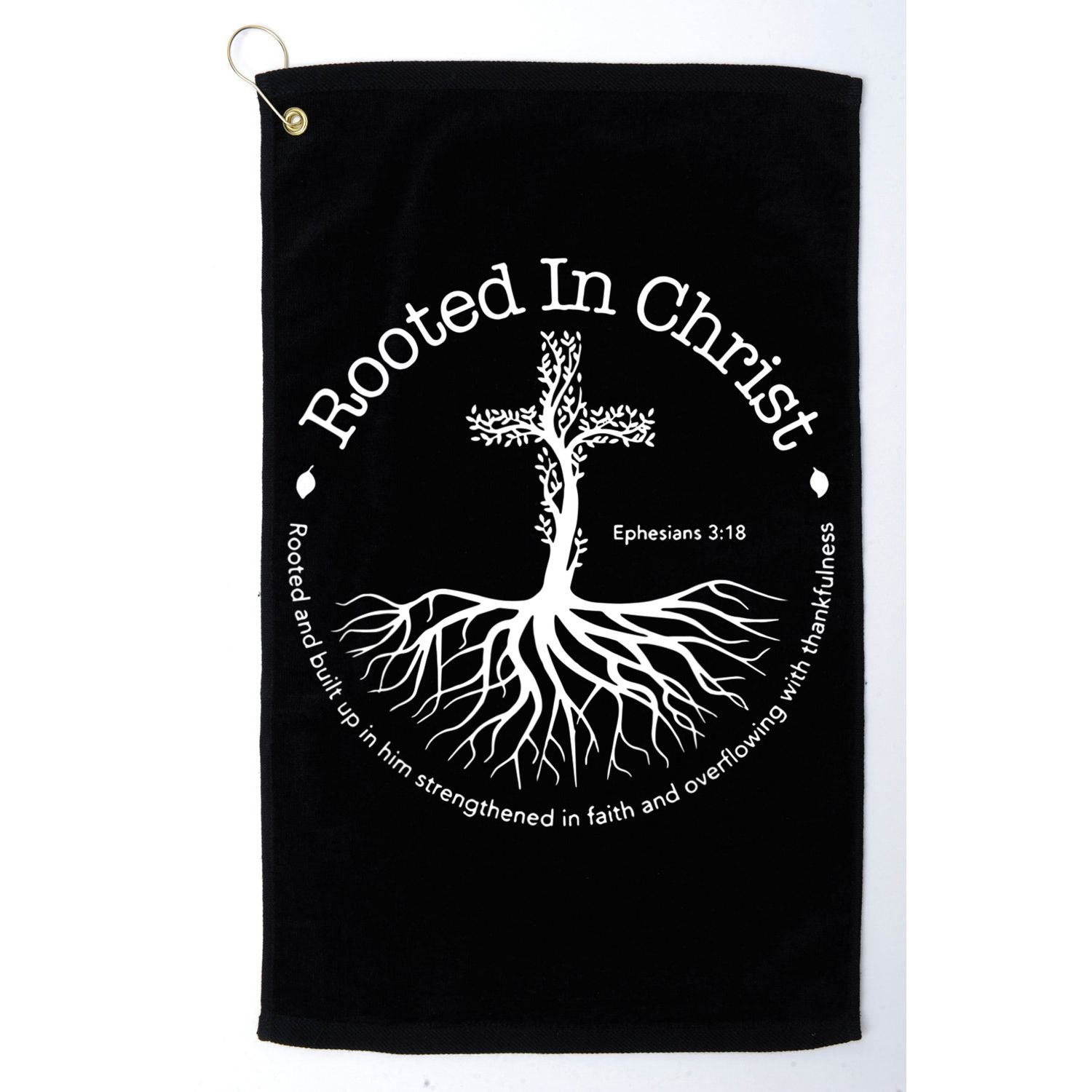 Rooted In Christ Jesus Cross Pray Bible Verse Christian Golf Towel