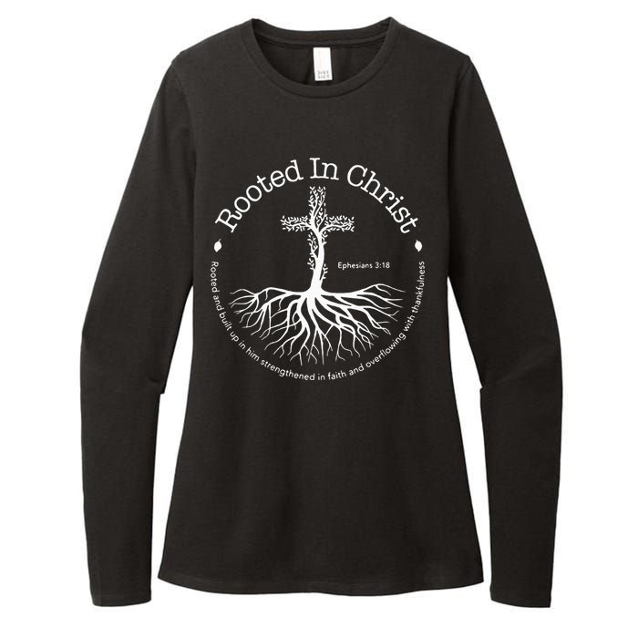 Rooted In Christ Jesus Cross Pray Bible Verse Christian Womens CVC Long Sleeve Shirt