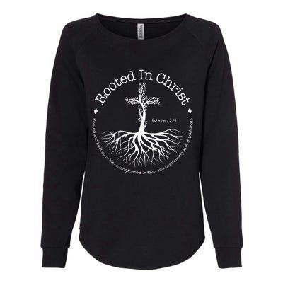 Rooted In Christ Jesus Cross Pray Bible Verse Christian Womens California Wash Sweatshirt