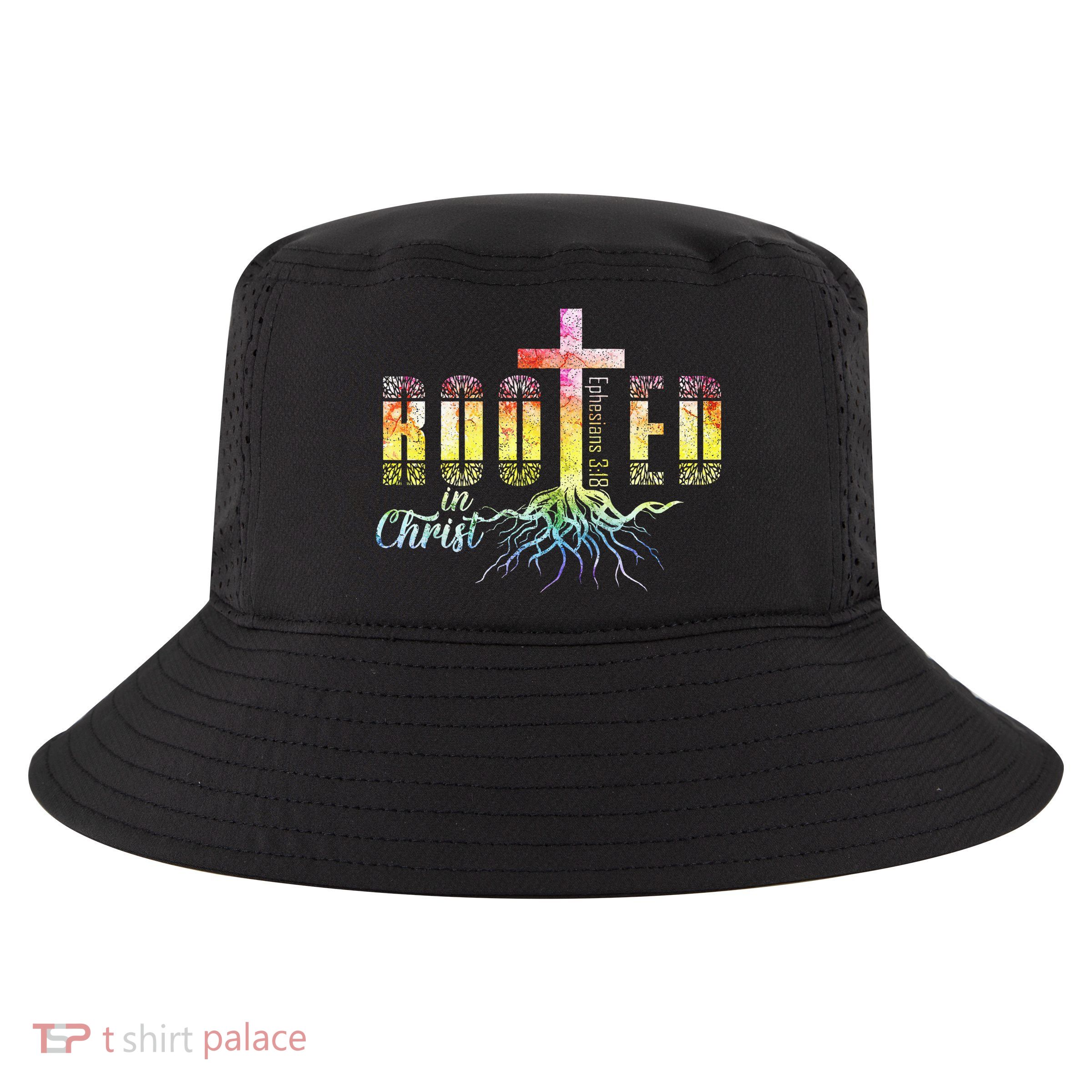 Rooted In Christ Christian Religious Christian Cool Comfort Performance Bucket Hat