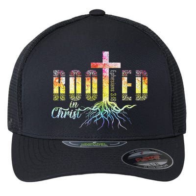 Rooted In Christ Christian Religious Christian Flexfit Unipanel Trucker Cap