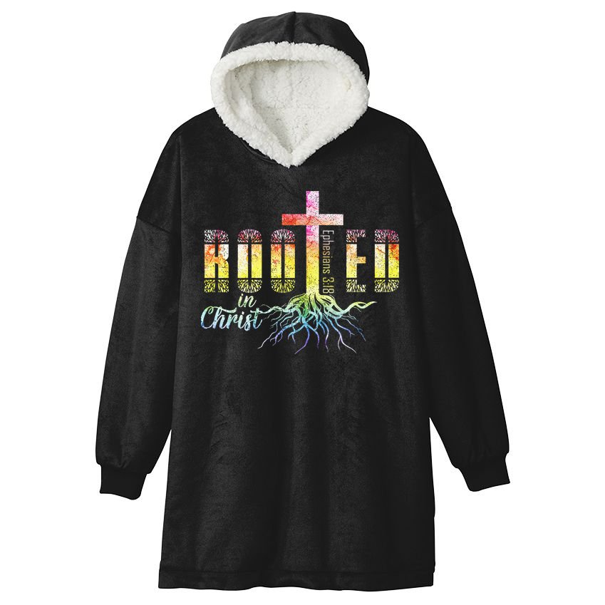 Rooted In Christ Christian Religious Christian Hooded Wearable Blanket
