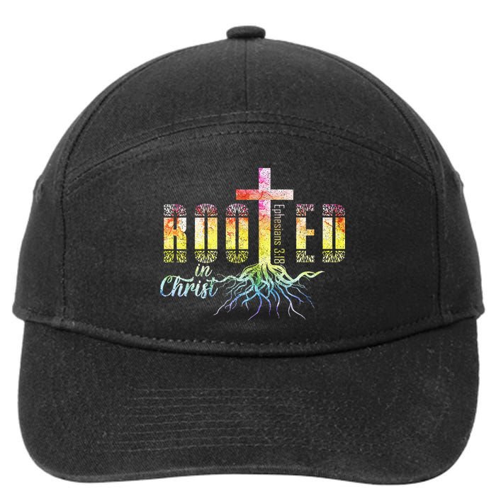 Rooted In Christ Christian Religious Christian 7-Panel Snapback Hat