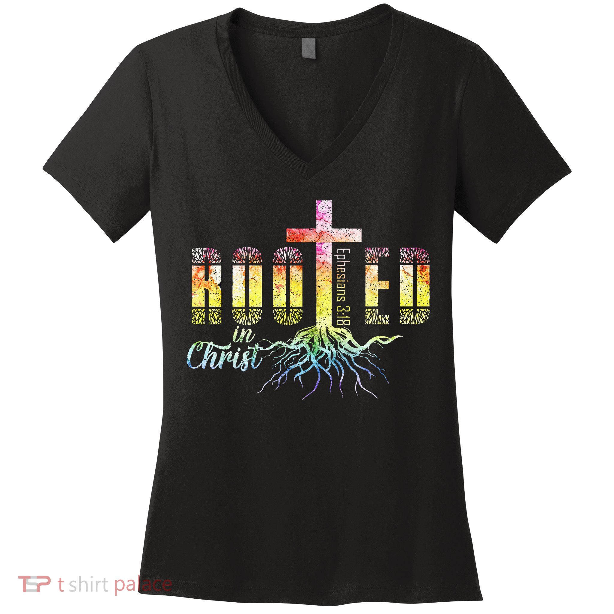 Rooted In Christ Christian Religious Christian Women's V-Neck T-Shirt