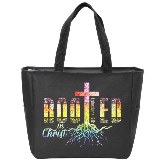 Rooted In Christ Christian Religious Christian Zip Tote Bag