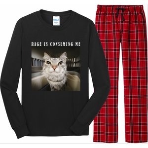 Rage Is Consuming Me Cat Meme Silly Kitten Cat Funny Meme Long Sleeve Pajama Set