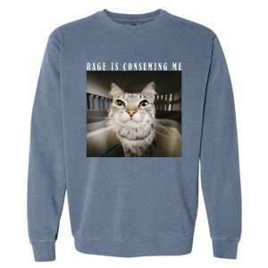 Rage Is Consuming Me Cat Meme Silly Kitten Cat Funny Meme Garment-Dyed Sweatshirt