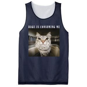 Rage Is Consuming Me Cat Meme Silly Kitten Cat Funny Meme Mesh Reversible Basketball Jersey Tank