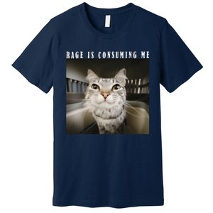 Rage Is Consuming Me Cat Meme Silly Kitten Cat Funny Meme Premium T-Shirt