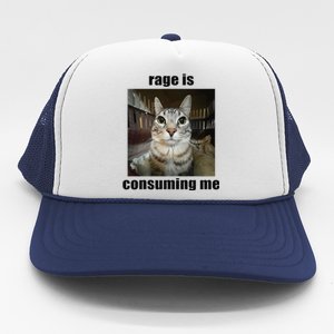 Rage Is Consuming Me Funny Silly Staring Cat Meme Oddly Joke Trucker Hat