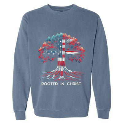 Rooted In Christ Jesus Faith And Love Religious Jesus Lover Garment-Dyed Sweatshirt