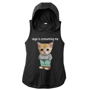 Rage Is Consuming Me Silly Cat Meme Ladies PosiCharge Tri-Blend Wicking Draft Hoodie Tank