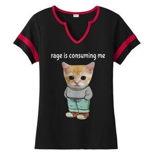 Rage Is Consuming Me Silly Cat Meme Ladies Halftime Notch Neck Tee