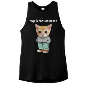 Rage Is Consuming Me Silly Cat Meme Ladies PosiCharge Tri-Blend Wicking Tank