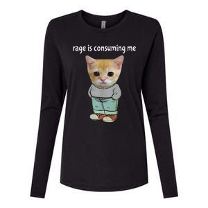 Rage Is Consuming Me Silly Cat Meme Womens Cotton Relaxed Long Sleeve T-Shirt