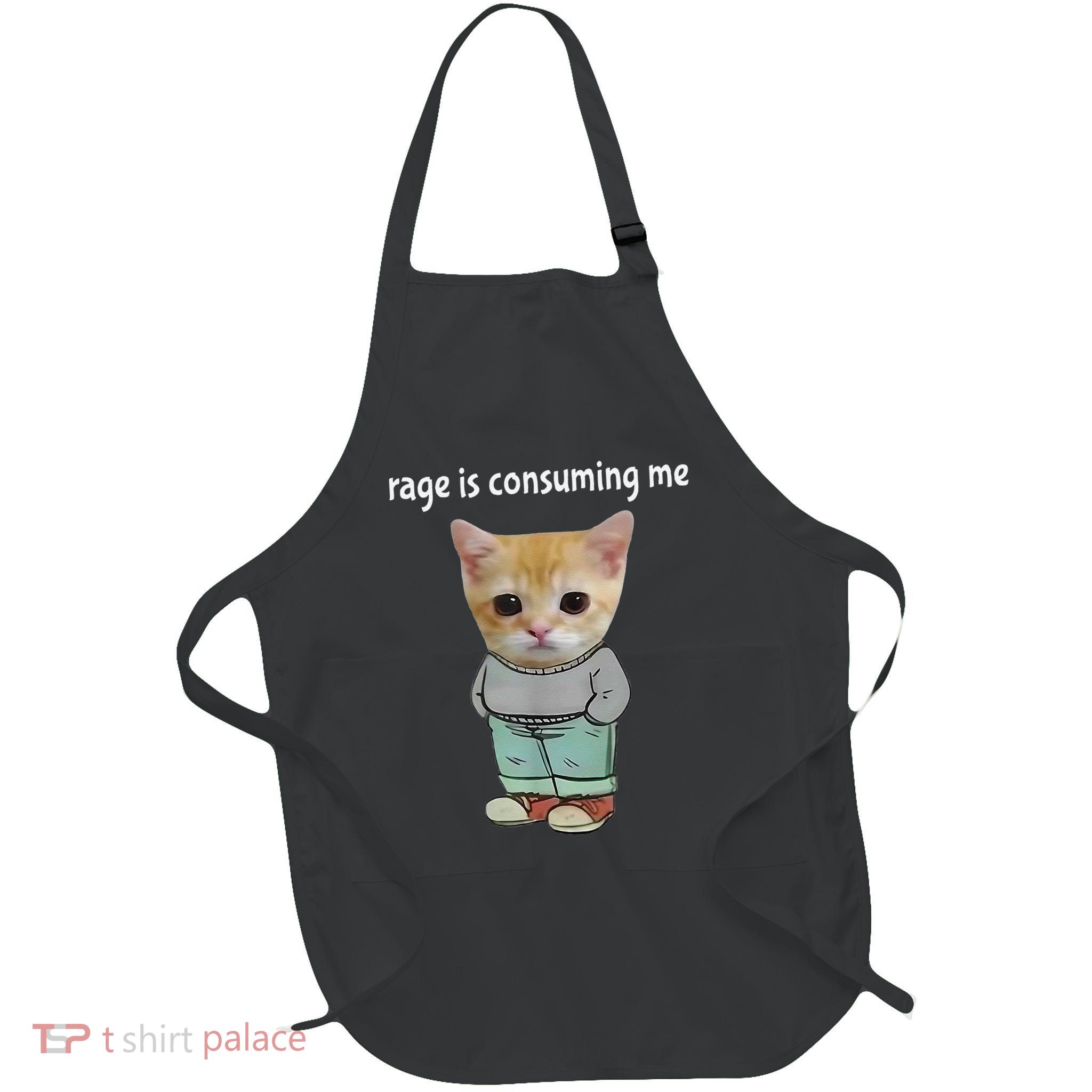 Rage Is Consuming Me Silly Cat Meme Full-Length Apron With Pockets