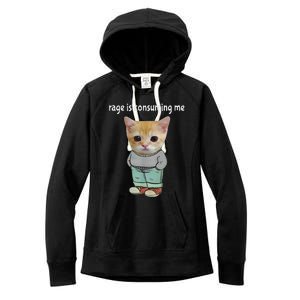 Rage Is Consuming Me Silly Cat Meme Women's Fleece Hoodie