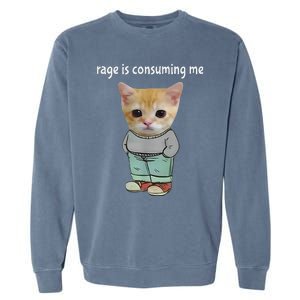 Rage Is Consuming Me Silly Cat Meme Garment-Dyed Sweatshirt