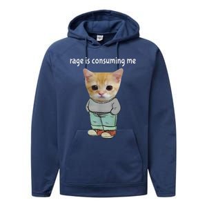 Rage Is Consuming Me Silly Cat Meme Performance Fleece Hoodie