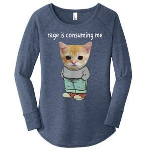 Rage Is Consuming Me Silly Cat Meme Women's Perfect Tri Tunic Long Sleeve Shirt