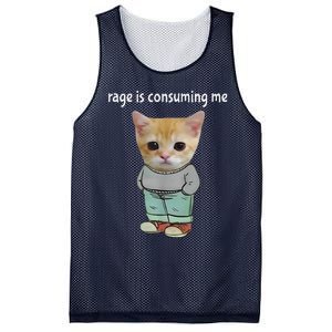 Rage Is Consuming Me Silly Cat Meme Mesh Reversible Basketball Jersey Tank