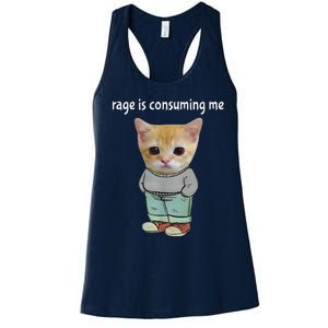 Rage Is Consuming Me Silly Cat Meme Women's Racerback Tank