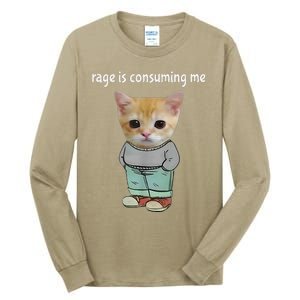 Rage Is Consuming Me Silly Cat Meme Tall Long Sleeve T-Shirt