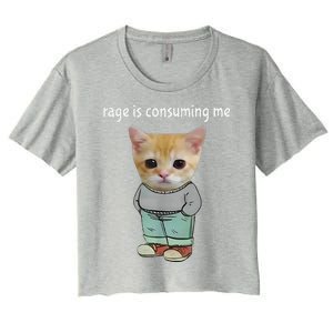 Rage Is Consuming Me Silly Cat Meme Women's Crop Top Tee