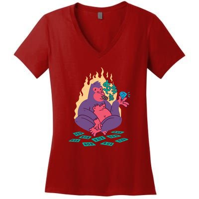 Rich Gorilla Women's V-Neck T-Shirt