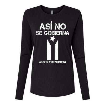 Ricky Renuncia Bandera Negra Puerto Rico Womens Cotton Relaxed Long Sleeve T-Shirt