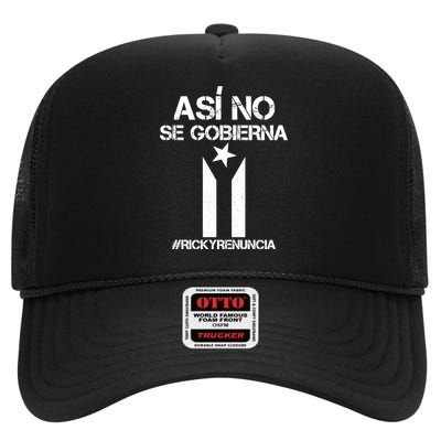 Ricky Renuncia Bandera Negra Puerto Rico High Crown Mesh Back Trucker Hat